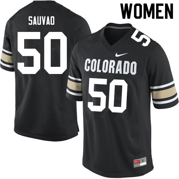 Women #50 Va'atofu Sauvao Colorado Buffaloes College Football Jerseys Sale-Home Black